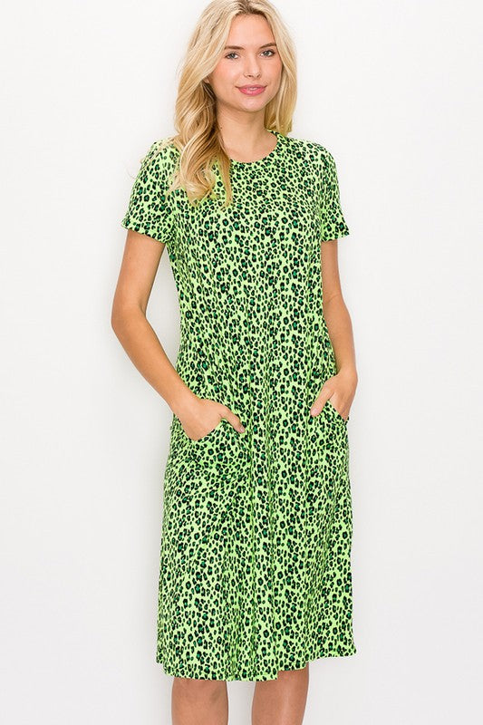 Neon Green Leopard Print Dress