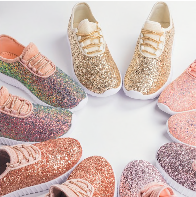 Glitter Sneakers Rose Gold Hello Gorgeous Boutique by Alyssa