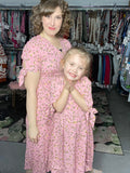 Mommy & Me Pink Floral Midi Dress