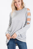 Lisa | Top with Ladder Cut Out Sleeves