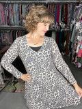 Waffle Knit Leopard Swing Dress