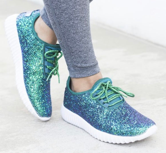 Glitter Sneakers  Green – Hello Gorgeous Boutique by Alyssa