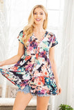 Bold Floral Button Up Babydoll Top