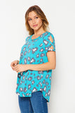 Blue Leopard Tee with Criss Cross Arms