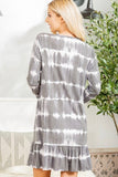 Long Sleeve V-Neck Ruffle Dress | 2 prints