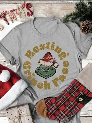 Resting Grinch Face - Heather Grey Tee