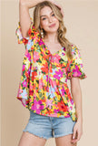 Yellow Floral Babydoll Top