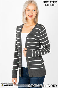 Sarah | Striped Snap Cardigan