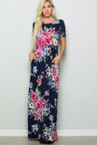 Navy Floral Maxi with Pockets