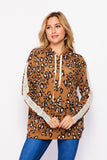 Camel Cheetah Hoodie with Lace