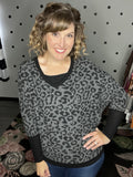 Grey Leopard Dolman Sweater