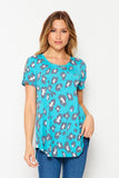 Blue Leopard Tee with Criss Cross Arms