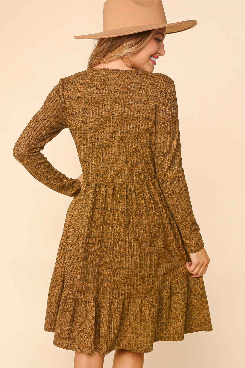 Two Tone Sweater Dress Butterscotch / S Two Tone Sweater Dress Butterscotch / S