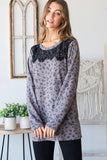 Mocha Leopard Top with Lace Detail