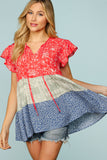 Floral Babydoll Tiered Woven Top